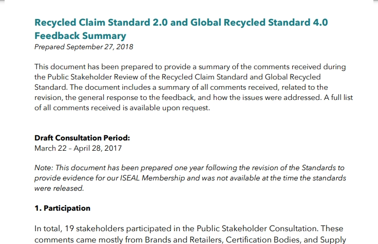 GRS-601 4.0 & RCS 2.0 Consultation Feedback Summary