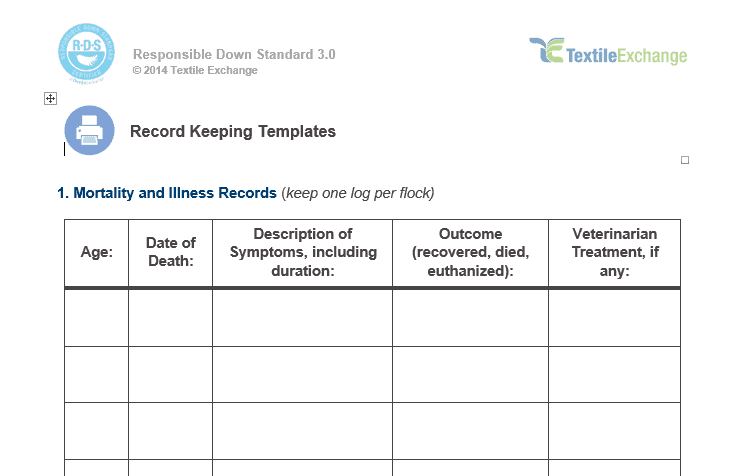 RDS-206 Record Keeping Templates