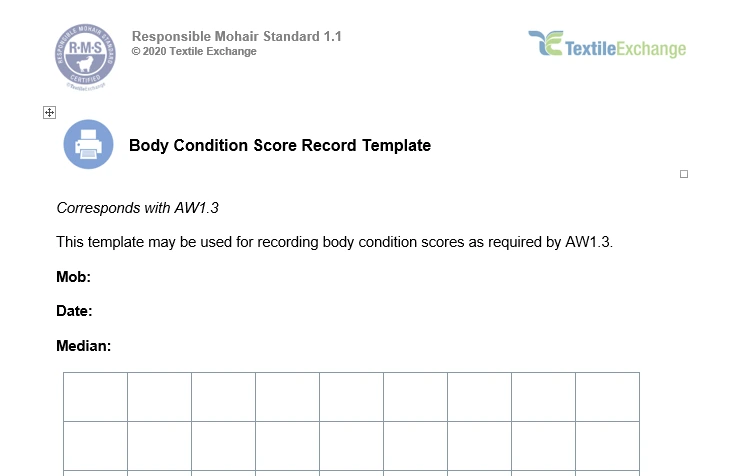 RAF-212b RMS Body Condition Scoring Template
