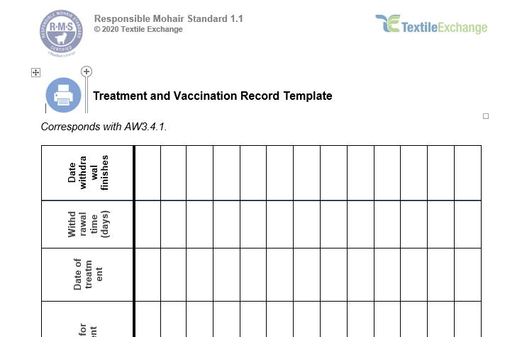 RAF-220b RMS Treatment and Vaccination Record Template