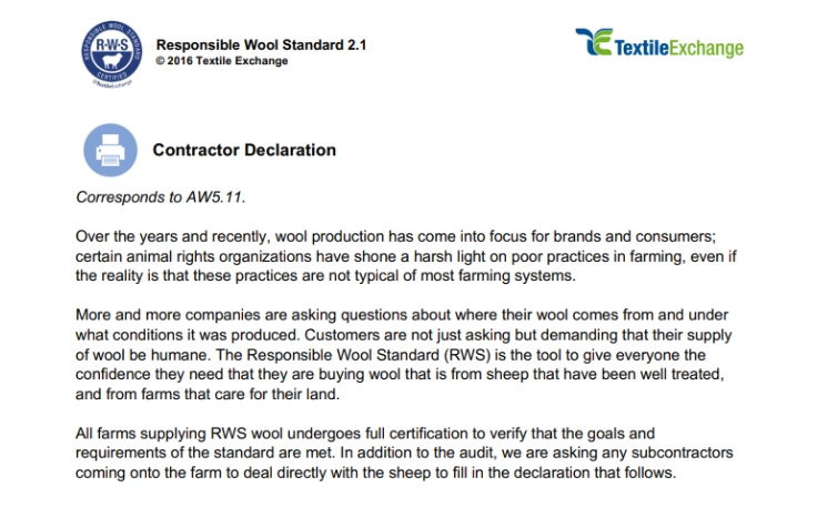 RAF-226a RWS Contractor Declaration