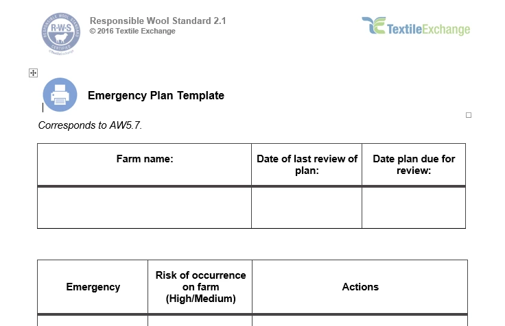 RAF-225a RWS Emergency Plan Template