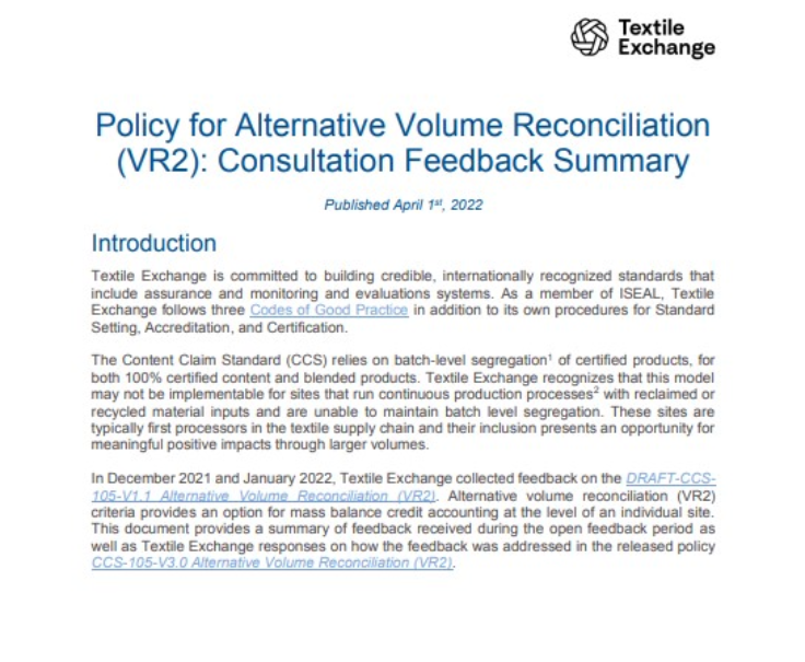 CCS-606 Policy for Alternative Volume Reconciliation (VR2): Consultation Feedback Summary
