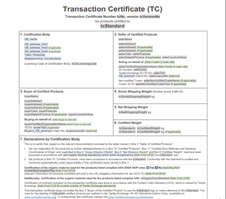 ASR-205 Template for Transaction Certificate