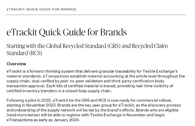 eTrackit Quick Guide for Brands
