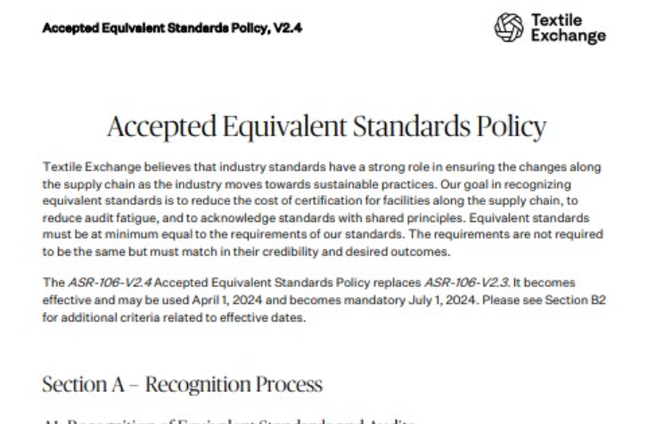 ASR-106 Accepted Equivalent Standards