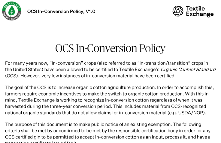 OCS-105 OCS In-Conversion Policy