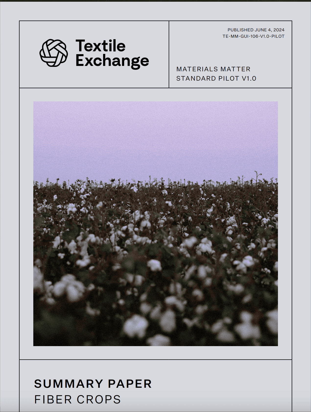 TE-MM-GUI-106 Fiber Crops Summary Paper for the Materials Matter Standard Pilot Version 1.0